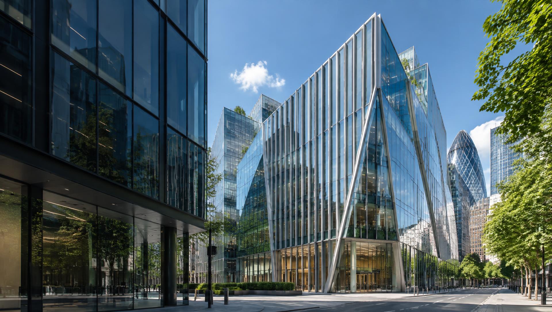 Contemporary glass architecture in London's business district